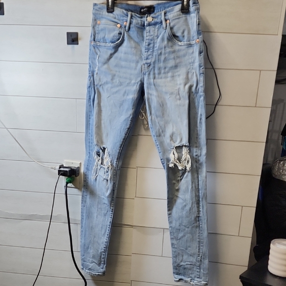 PRELOVED Purple- Brand Light Blue Distressed Men's Jeans